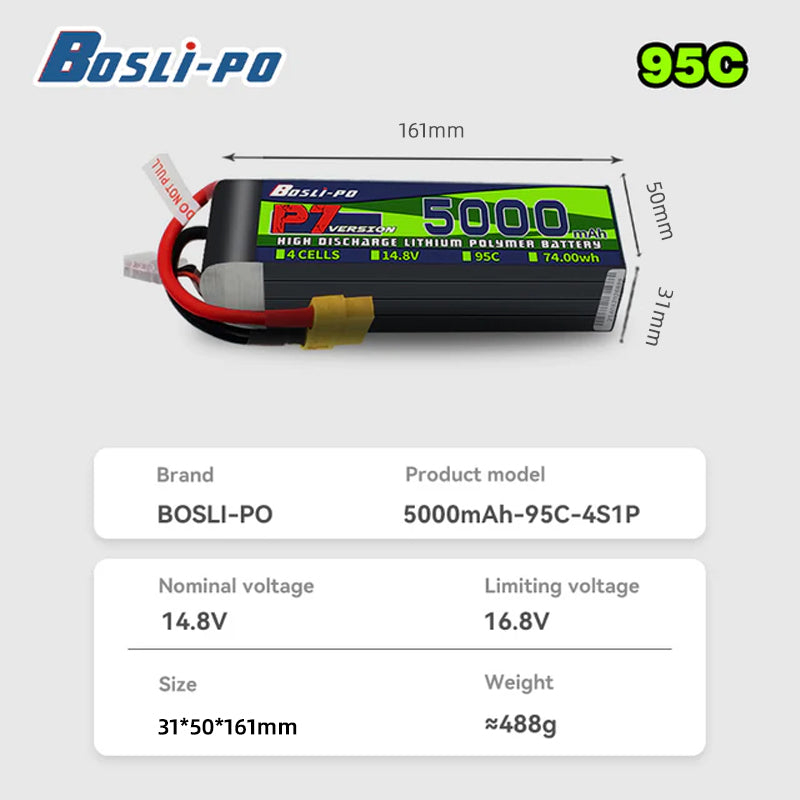 Boslipo P7 Versie 5000mAh 95C  - Drone Battery 6S recensie en prijs